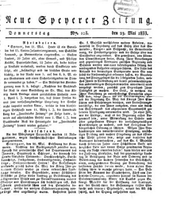 Neue Speyerer Zeitung Donnerstag 23. Mai 1833