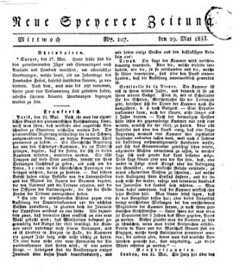 Neue Speyerer Zeitung Mittwoch 29. Mai 1833