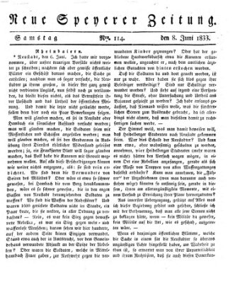 Neue Speyerer Zeitung Samstag 8. Juni 1833