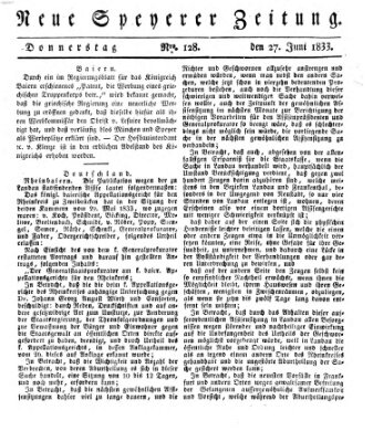 Neue Speyerer Zeitung Donnerstag 27. Juni 1833