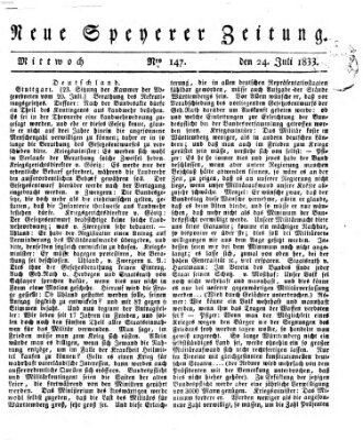 Neue Speyerer Zeitung Mittwoch 24. Juli 1833