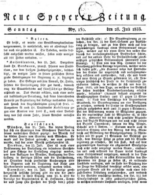 Neue Speyerer Zeitung Sonntag 28. Juli 1833