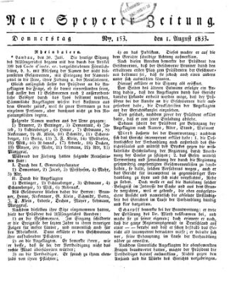 Neue Speyerer Zeitung Donnerstag 1. August 1833