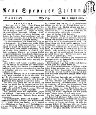 Neue Speyerer Zeitung Samstag 3. August 1833