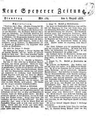 Neue Speyerer Zeitung Dienstag 6. August 1833