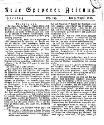 Neue Speyerer Zeitung Freitag 9. August 1833