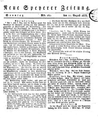 Neue Speyerer Zeitung Sonntag 11. August 1833