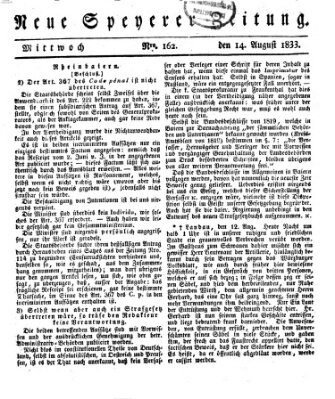 Neue Speyerer Zeitung Mittwoch 14. August 1833