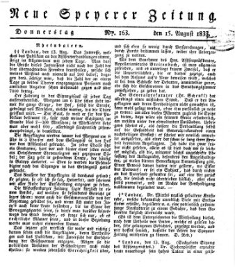 Neue Speyerer Zeitung Donnerstag 15. August 1833