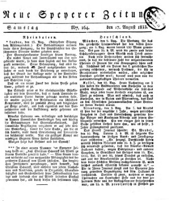 Neue Speyerer Zeitung Samstag 17. August 1833