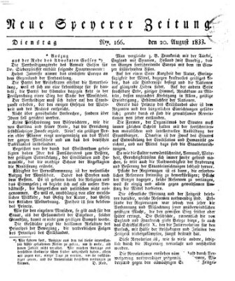 Neue Speyerer Zeitung Dienstag 20. August 1833