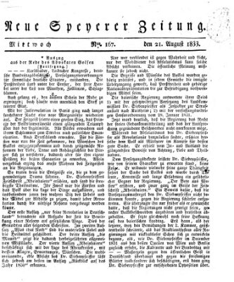 Neue Speyerer Zeitung Mittwoch 21. August 1833