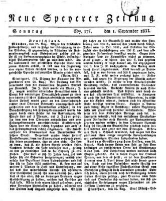 Neue Speyerer Zeitung Sonntag 1. September 1833