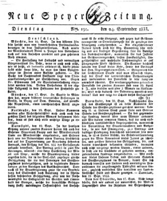 Neue Speyerer Zeitung Dienstag 24. September 1833