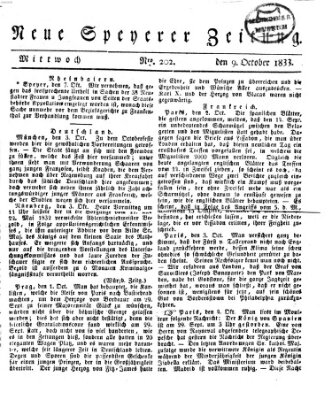 Neue Speyerer Zeitung Mittwoch 9. Oktober 1833