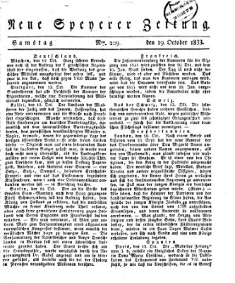 Neue Speyerer Zeitung Samstag 19. Oktober 1833