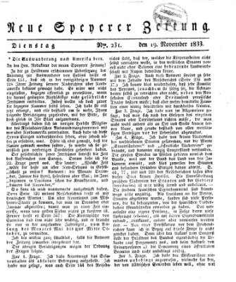 Neue Speyerer Zeitung Dienstag 19. November 1833