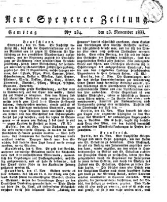 Neue Speyerer Zeitung Samstag 23. November 1833