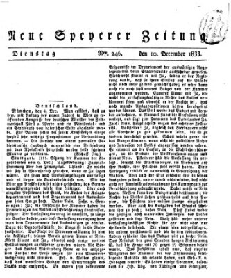 Neue Speyerer Zeitung Dienstag 10. Dezember 1833