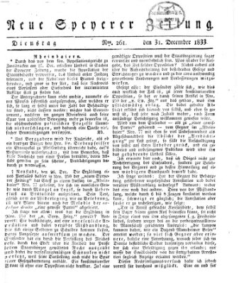 Neue Speyerer Zeitung Dienstag 31. Dezember 1833