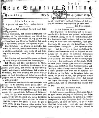 Neue Speyerer Zeitung Samstag 4. Januar 1834