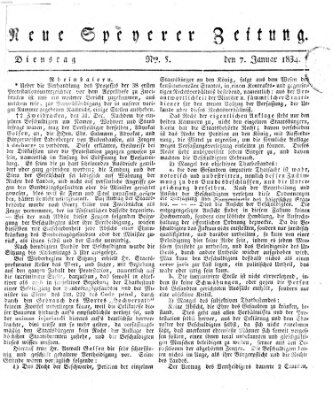 Neue Speyerer Zeitung Dienstag 7. Januar 1834