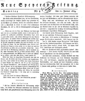 Neue Speyerer Zeitung Samstag 11. Januar 1834