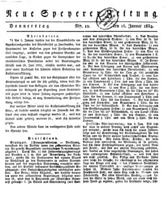 Neue Speyerer Zeitung Donnerstag 16. Januar 1834