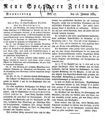 Neue Speyerer Zeitung Donnerstag 23. Januar 1834