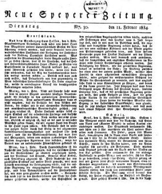 Neue Speyerer Zeitung Dienstag 11. Februar 1834