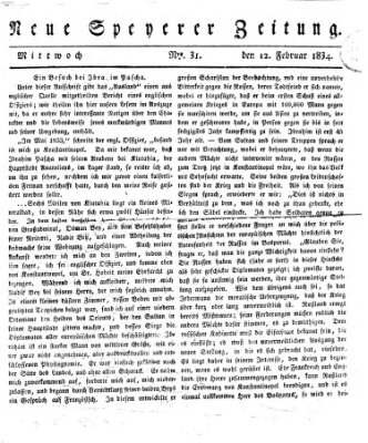 Neue Speyerer Zeitung Mittwoch 12. Februar 1834