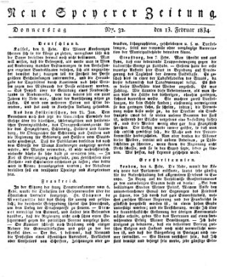 Neue Speyerer Zeitung Donnerstag 13. Februar 1834