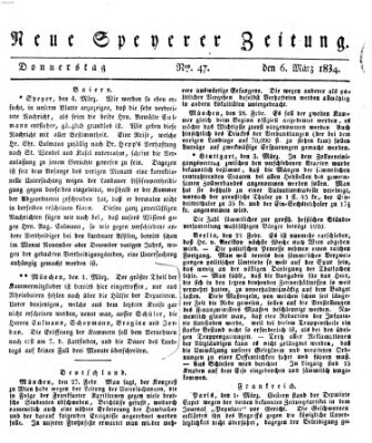 Neue Speyerer Zeitung Donnerstag 6. März 1834