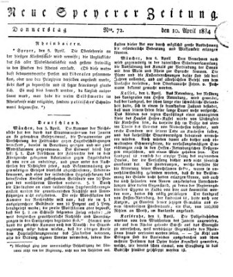 Neue Speyerer Zeitung Donnerstag 10. April 1834