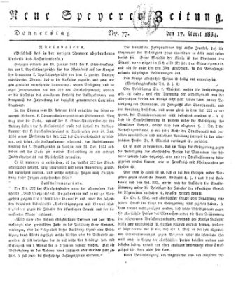 Neue Speyerer Zeitung Donnerstag 17. April 1834