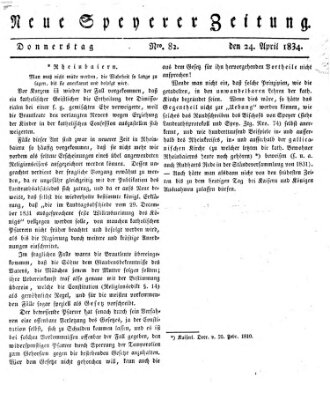 Neue Speyerer Zeitung Donnerstag 24. April 1834