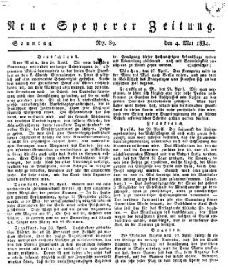 Neue Speyerer Zeitung Sonntag 4. Mai 1834