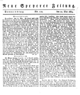 Neue Speyerer Zeitung Donnerstag 22. Mai 1834