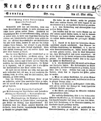 Neue Speyerer Zeitung Sonntag 25. Mai 1834