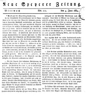 Neue Speyerer Zeitung Mittwoch 4. Juni 1834