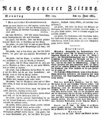 Neue Speyerer Zeitung Sonntag 29. Juni 1834