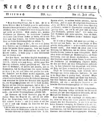 Neue Speyerer Zeitung Mittwoch 16. Juli 1834