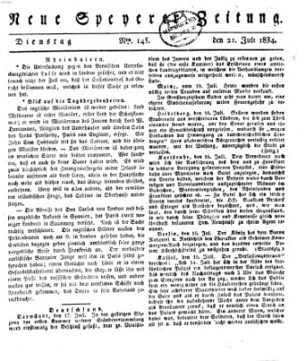 Neue Speyerer Zeitung Dienstag 22. Juli 1834