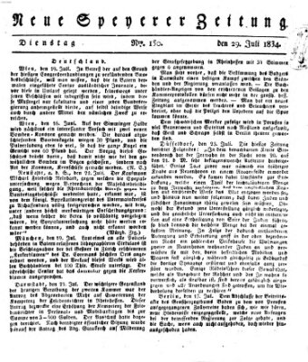 Neue Speyerer Zeitung Dienstag 29. Juli 1834