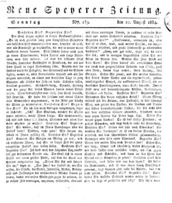 Neue Speyerer Zeitung Sonntag 10. August 1834