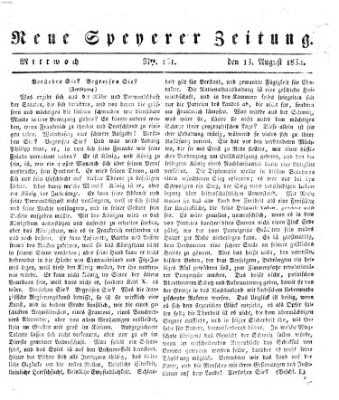 Neue Speyerer Zeitung Mittwoch 13. August 1834