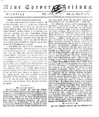 Neue Speyerer Zeitung Dienstag 19. August 1834