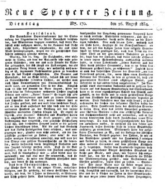 Neue Speyerer Zeitung Dienstag 26. August 1834