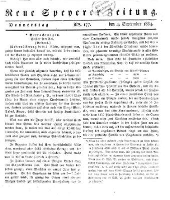 Neue Speyerer Zeitung Donnerstag 4. September 1834