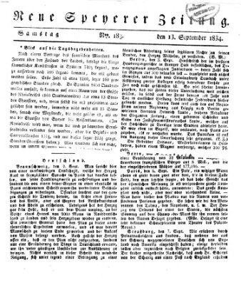 Neue Speyerer Zeitung Samstag 13. September 1834